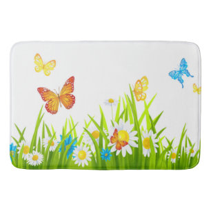 Bath Mat/Spring Butterflies and Flowers Mat