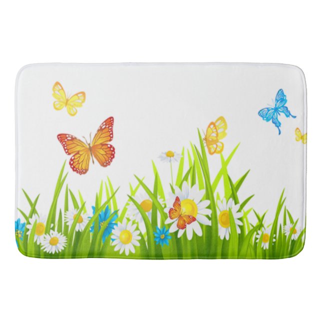 Bath Mat/Spring Butterflies and Flowers Mat (Front)