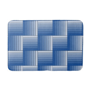 Bath Mat -  Tiles of Blue Ombre Stripes