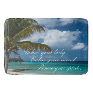 Bath Mat/Tropical Beach with Quote Mat