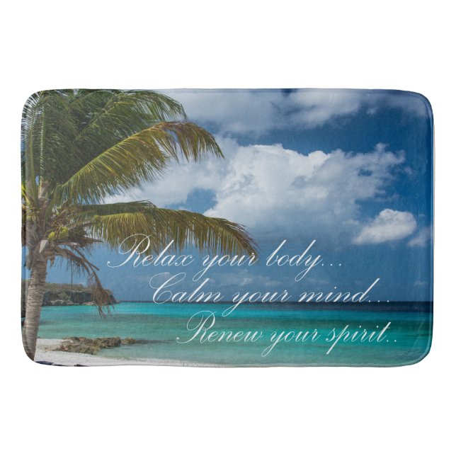 Bath Mat/Tropical Beach with Quote Mat (Front)