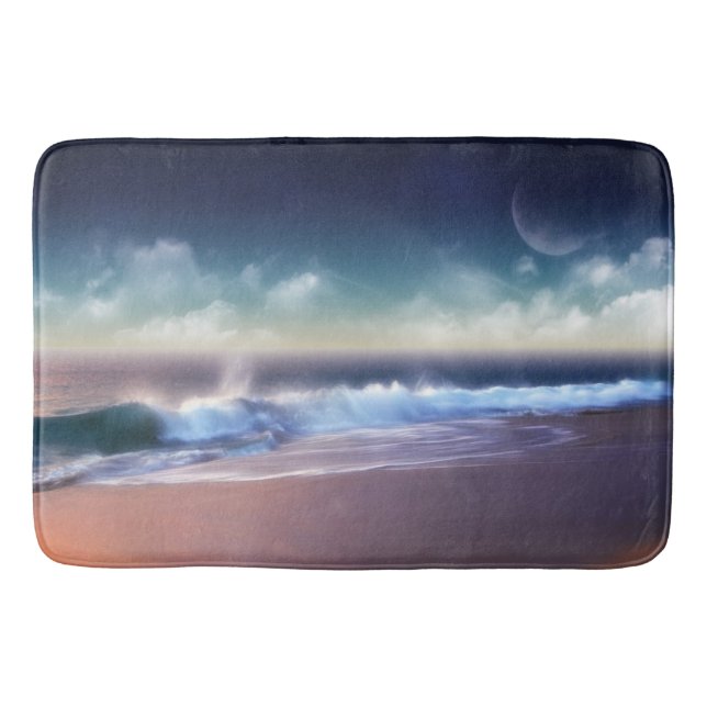 Bath Mat/Waves on Beach at night Mat (Front)
