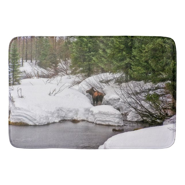 Bath Mat Western Moose Wildlife (Front)