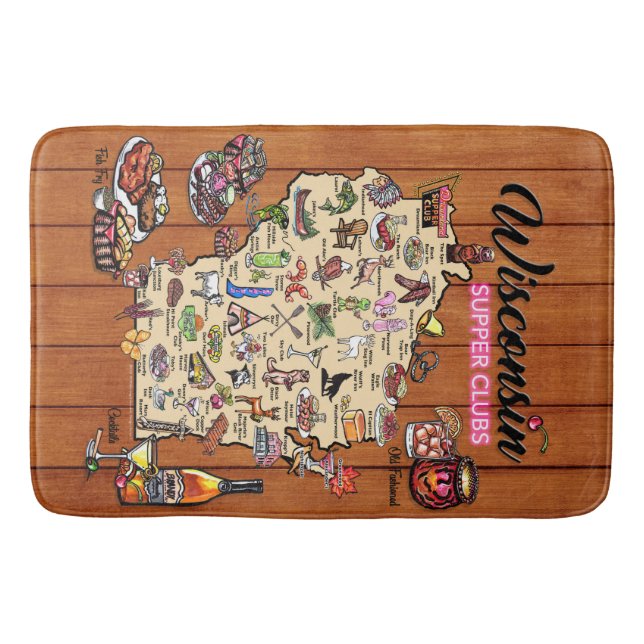 Bath Mat - Wisconsin Supper Club Map (Front)