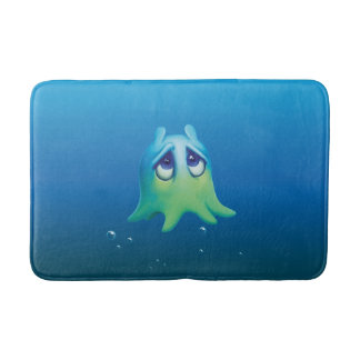 Bath mat with very sad octopus