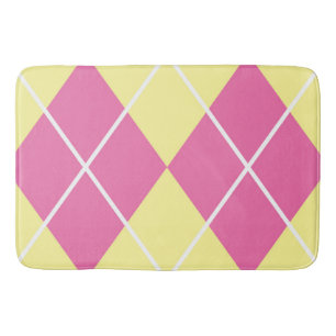 Bath Mat/Yellow and Pink Plaid Diamond Pattern Mat