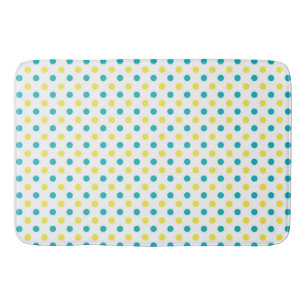Bath Mat/Yellow & Teal Polka Dots Bath Mat