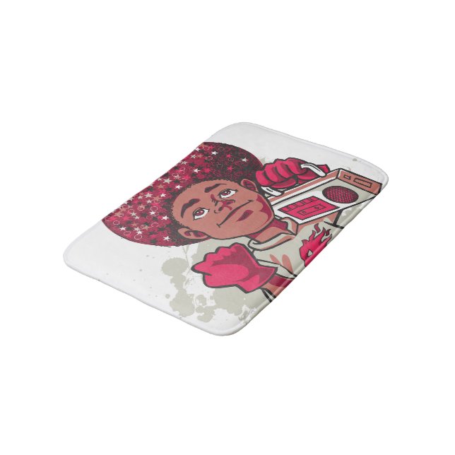 Bath Mat – YOUTH Power Afro & Boombox Urban Design (Angled)