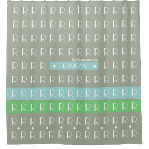 Bath moments custom name & initials striped shower curtain