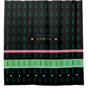 bath moments - custom name striped shower curtain