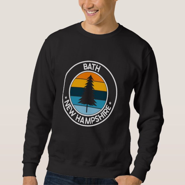 Bath New Hampshire NH USA City Pride Retro Sunset Sweatshirt (Front)