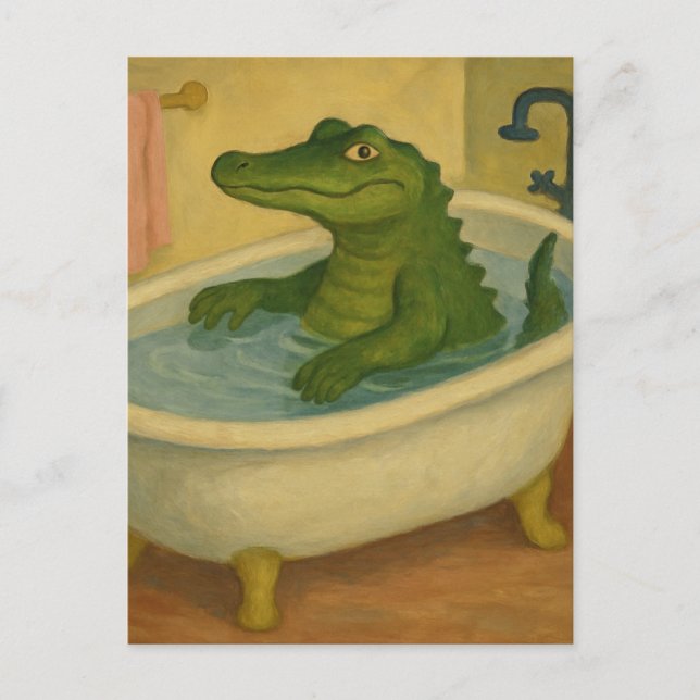 Bath Time Alligator Postcard (Front)
