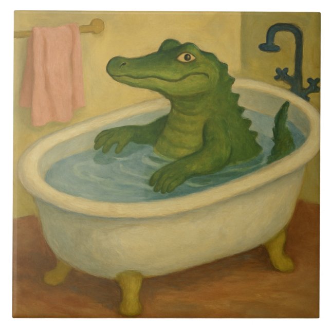 Bath Time Alligator Tile (Front)