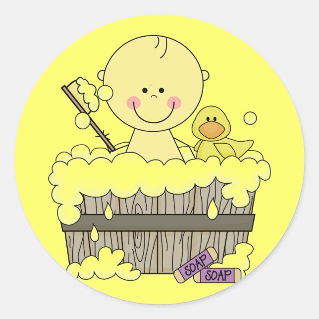 Bath Time Boy Tshirts and Gifts Classic Round Sticker (Front)