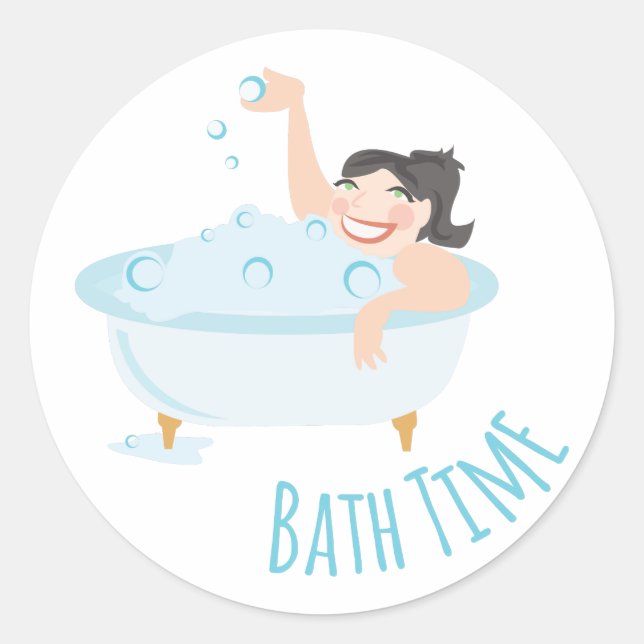 Bath Time Classic Round Sticker (Front)