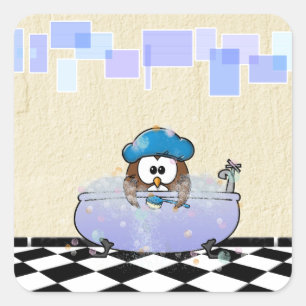 bath time fun square sticker