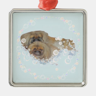 Bath Time Pekingese Duo Metal Tree Decoration
