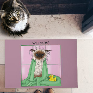 Bath Time Siamese Cat Doormat