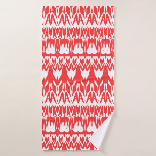 Bath Towel, A while & red seamless classic design  Towel (Bath Towel)