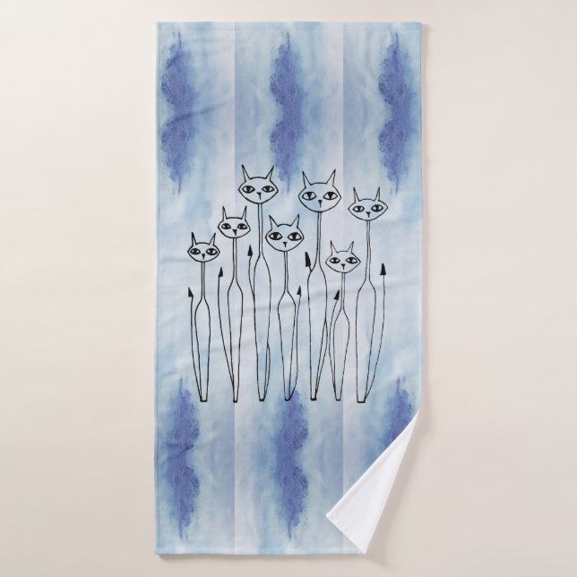 Bath Towel (Hand-drawn Cats) (Bath Towel)