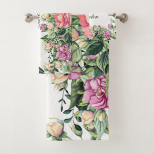 Bath Towel Set 3pc. Peonies from the Garden Opt. 1