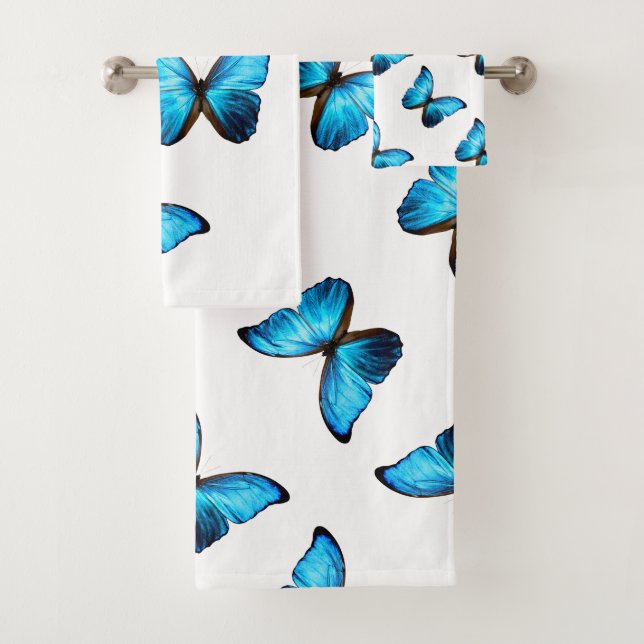 Bath Towel Set - Blue Morpho Butterfly (Insitu)