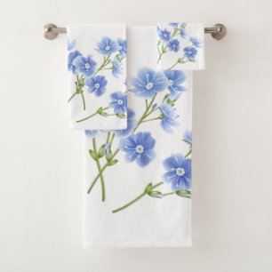 Bath Towel Set-Blue Wildflowers