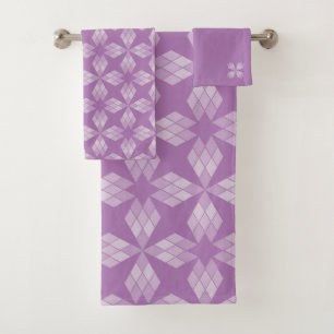 Bath Towel Set - Diamond Petals on Lilac