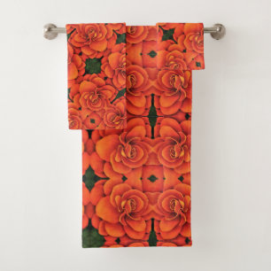 Bath Towel Set Orange Begonia
