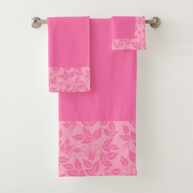 Bath Towel Set-Vintage Floral Pink (Insitu)