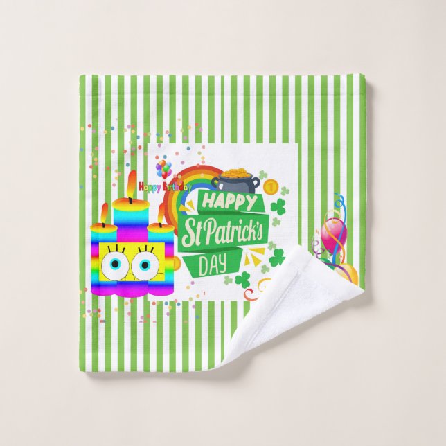 Bath Towel Sets, St. Patrick's Day Happy Birthday  (Wash Cloth)