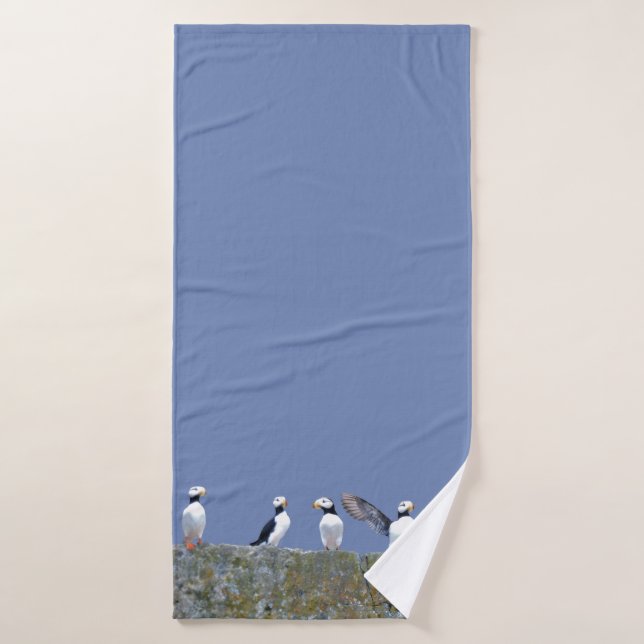 Bath Towel w/ puffins (Bath Towel)