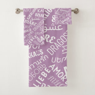 Bath Towels Love Text Multi Language - Your Colour