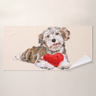 Bath Towels Puppy with Heart Gift For You