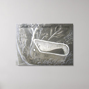 Bath tub in charcoal canvas print