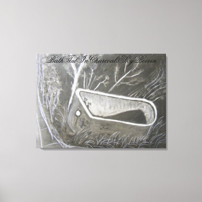 Bath tub in charcoal canvas print (Front)