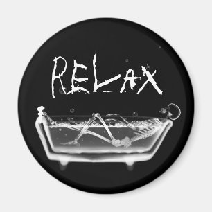 Bath Tub X-Ray Skeleton Black & White Magnet