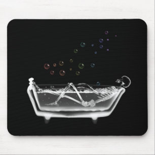 Bath Tub X-Ray Skeleton - Rainbow Bubbles Mouse Pad