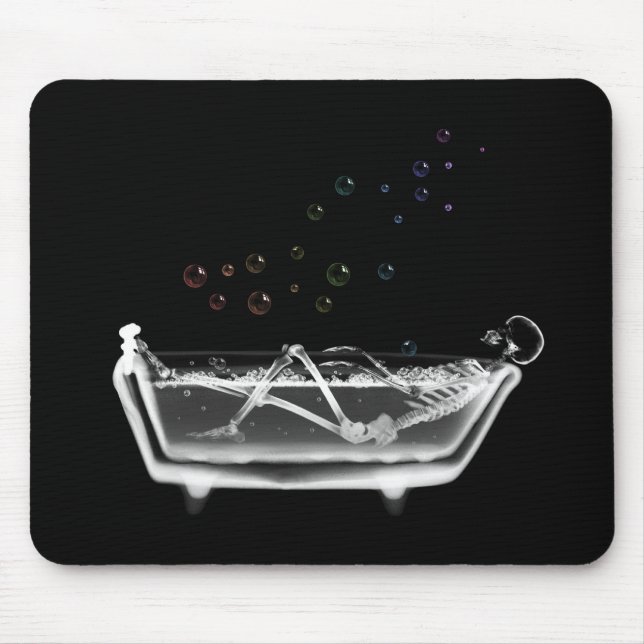 Bath Tub X-Ray Skeleton - Rainbow Bubbles Mouse Pad (Front)