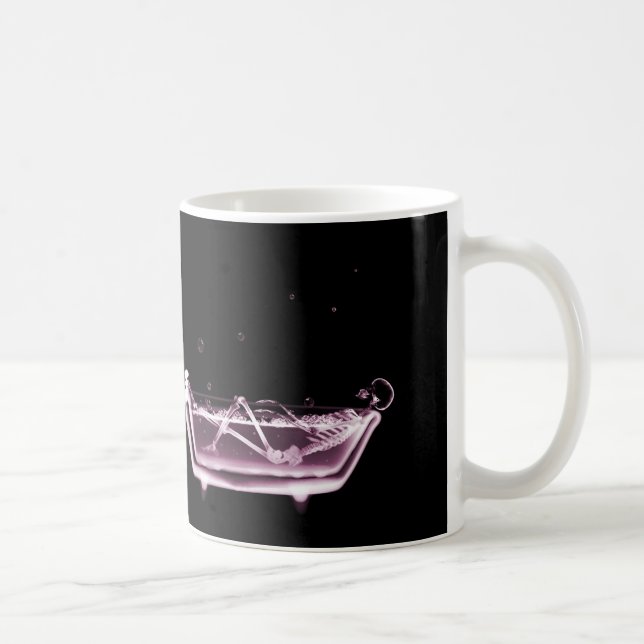 BATH TUB X-RAY VISION SKELETON - PINK COFFEE MUG (Right)