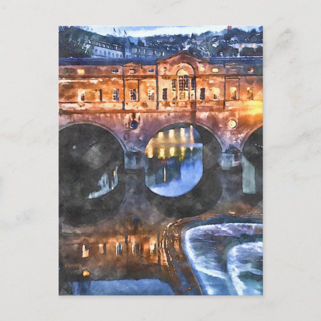 Bath Watercolour-Style Postcard (Front)