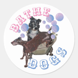 bathe dogs classic round sticker