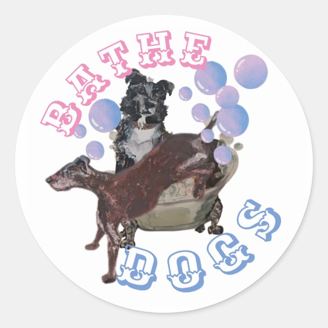 bathe dogs classic round sticker (Front)
