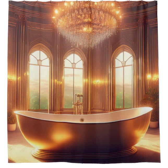 Bathed in Gold Shower Curtain (Front)