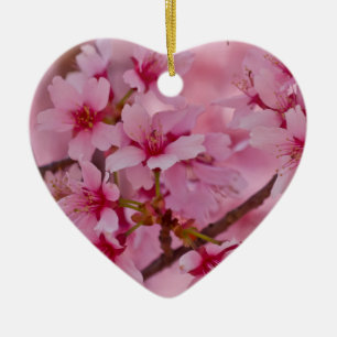 Bathed in Pink Japanese Cherry Blossoms Ceramic Tree Decoration