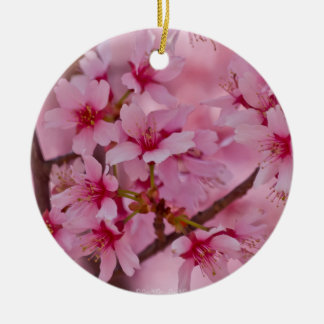 Bathed in Pink Japanese Cherry Blossoms Ceramic Tree Decoration