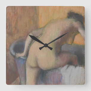 Bather Stepping into a Tub Square Wall Clock