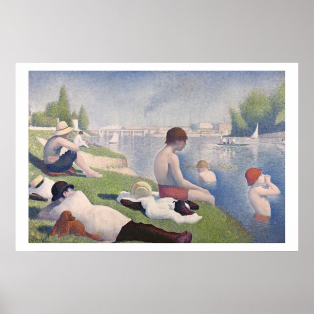 Bathers at Asnières, 1884 (oil on canvas) Poster (Front)
