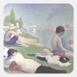 Bathers at Asnières by Georges Pierre Seurat Square Sticker