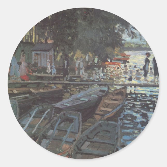 Bathers at La Grenouillère by Claude Monet Classic Round Sticker (Front)